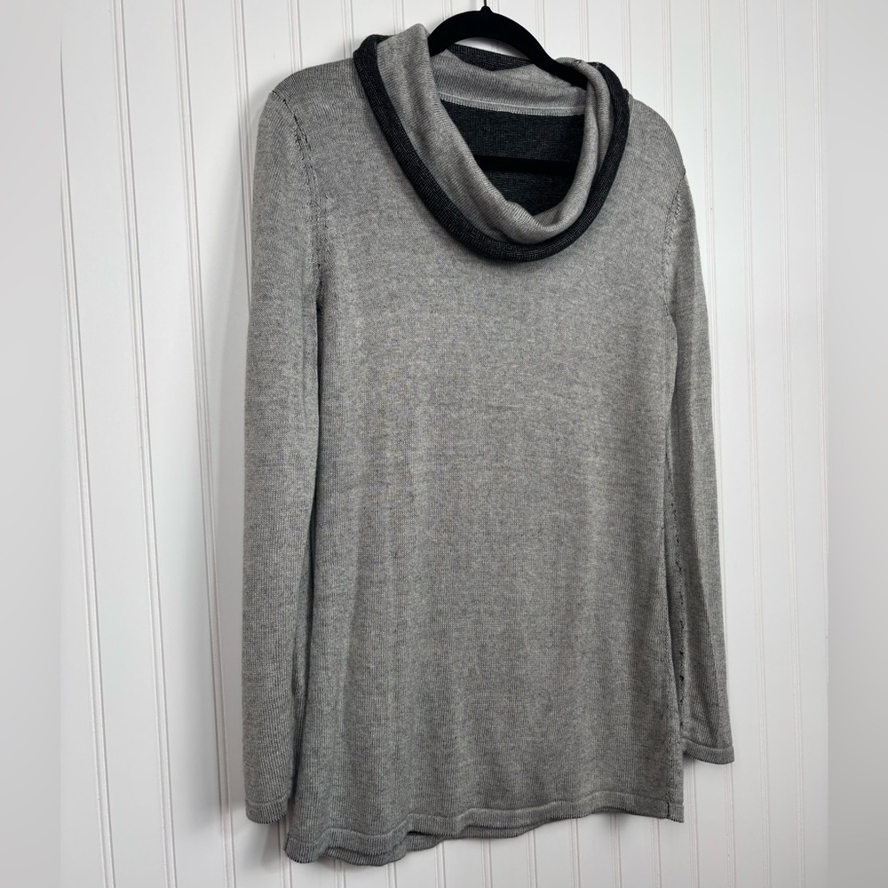 Indigenous Gray Charcoal Cowl Neck Long Sleeve Sweater Organic Women’s Sz Medium